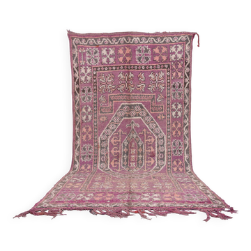 Tapis marocain berbère vintage en laine violette fait main