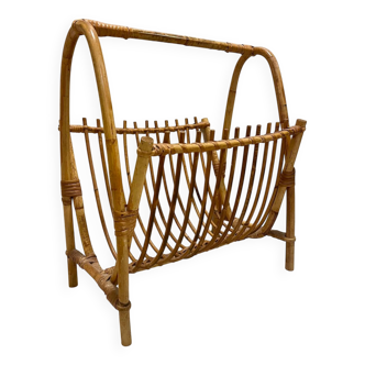 Porte-revues en rotin vintage