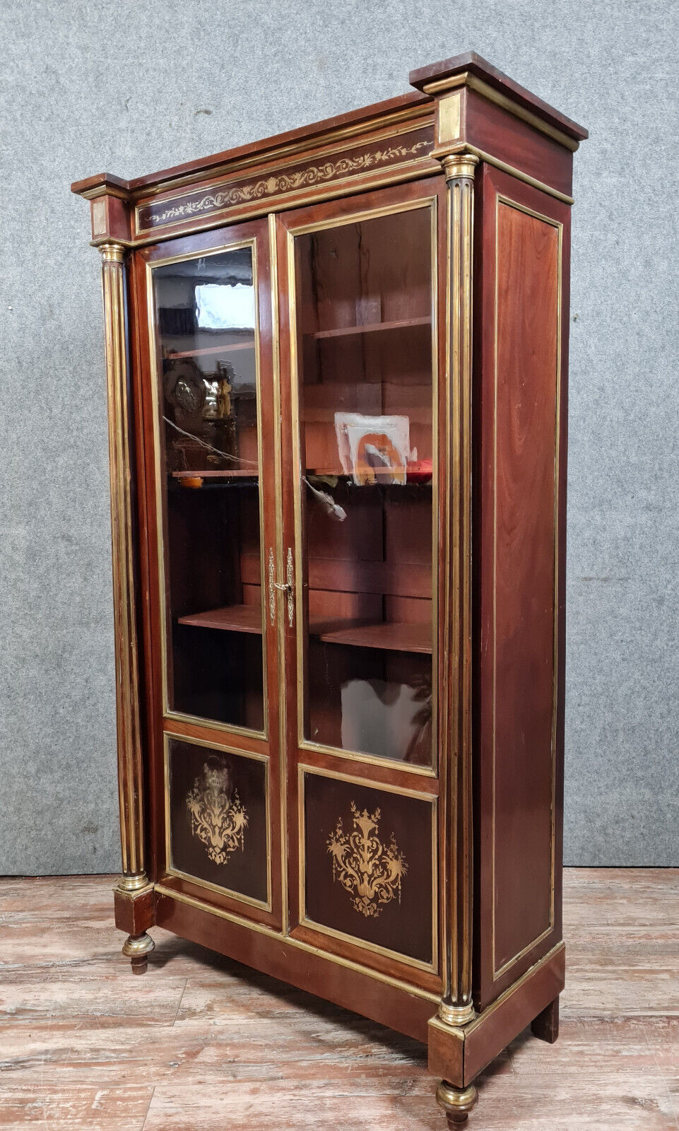 Library period Napoleon III in marquetry Boulle around 1850