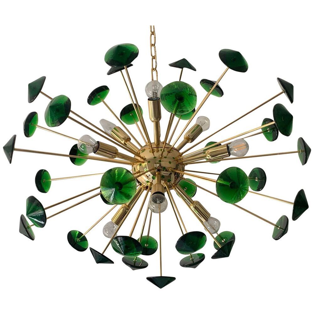 Suspension ovale en verre de murano vert « coni » spoutnik