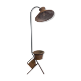 Floor lamp, e-reader door reviews with rattan basket circa 1950