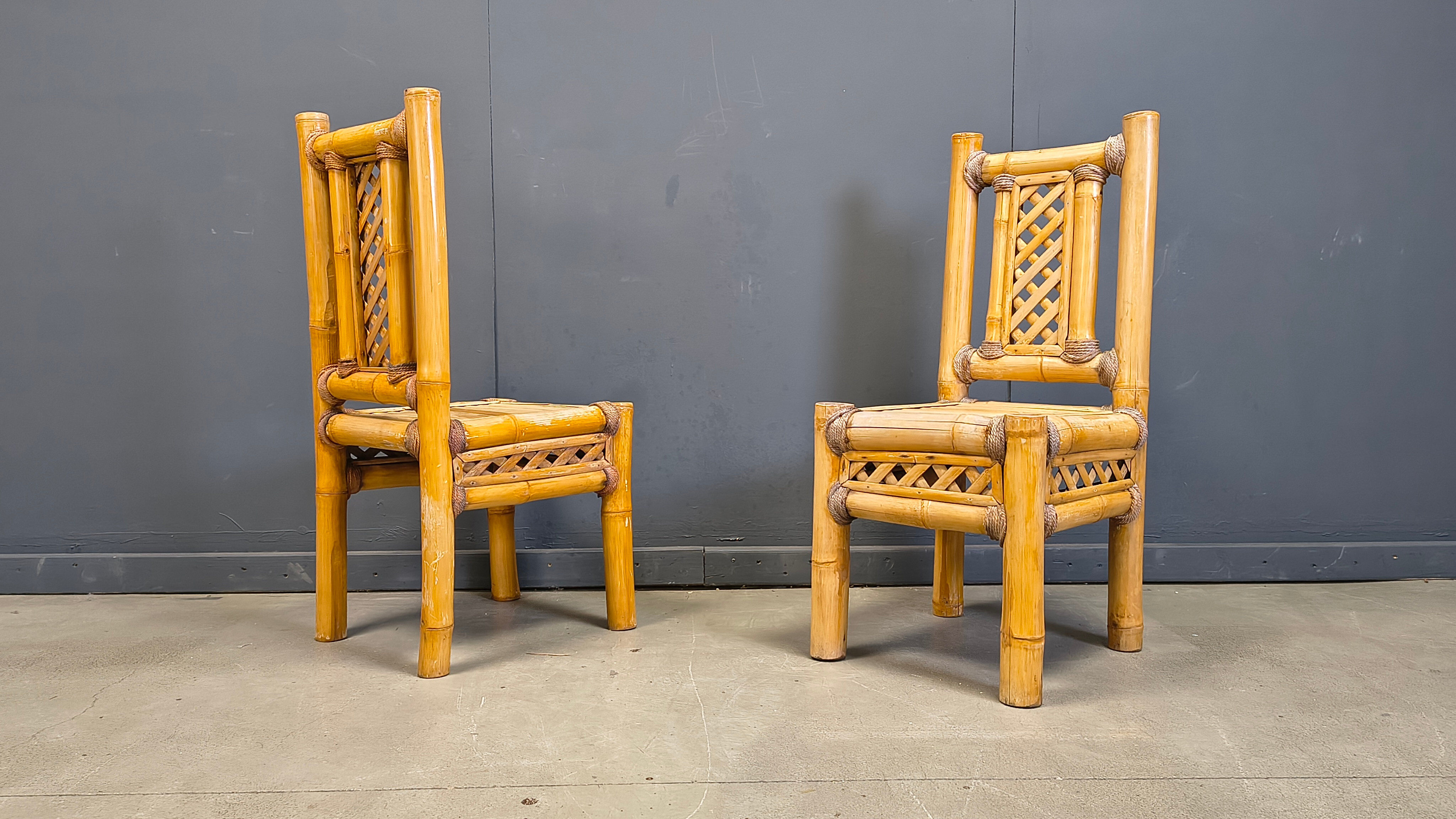 Boho chic chunky bamboo dining chairs - set of 5