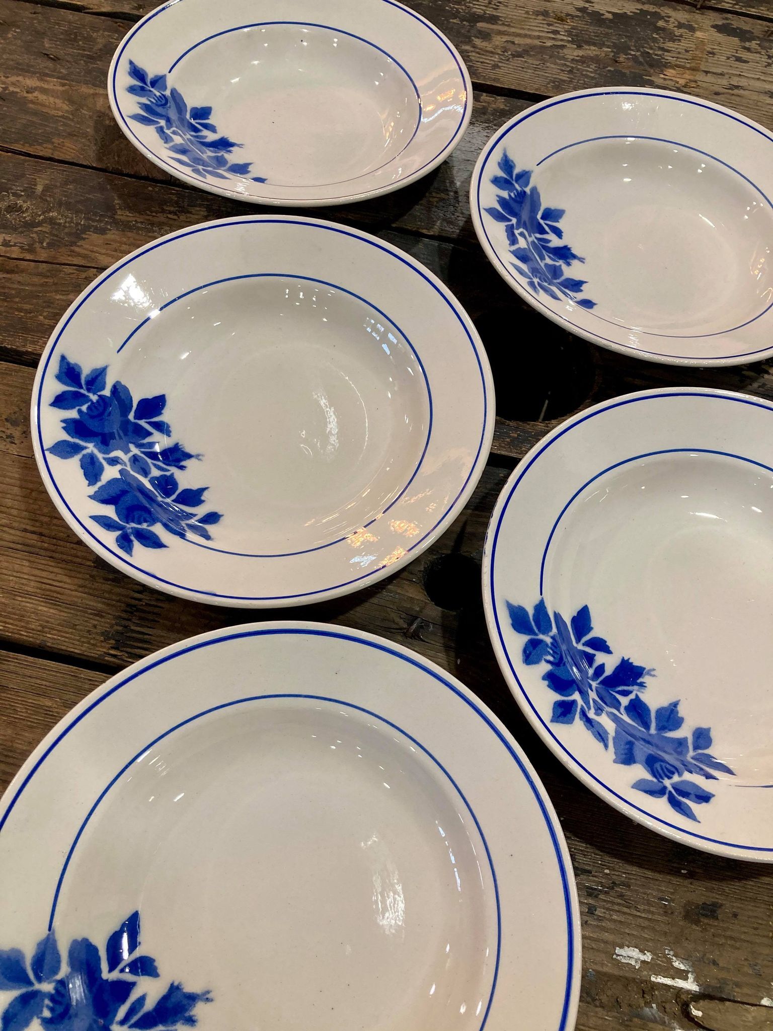 Lot 6 plates Fénal Badonviller blue