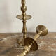 Pair of engraved brass candle holders
