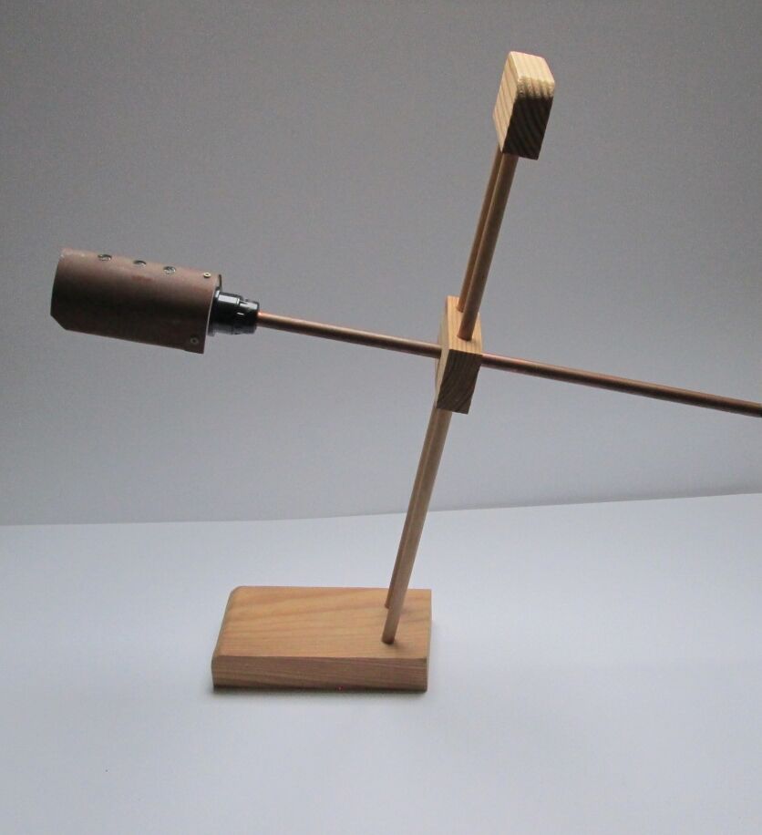 Techno Media lamp in copper and wood