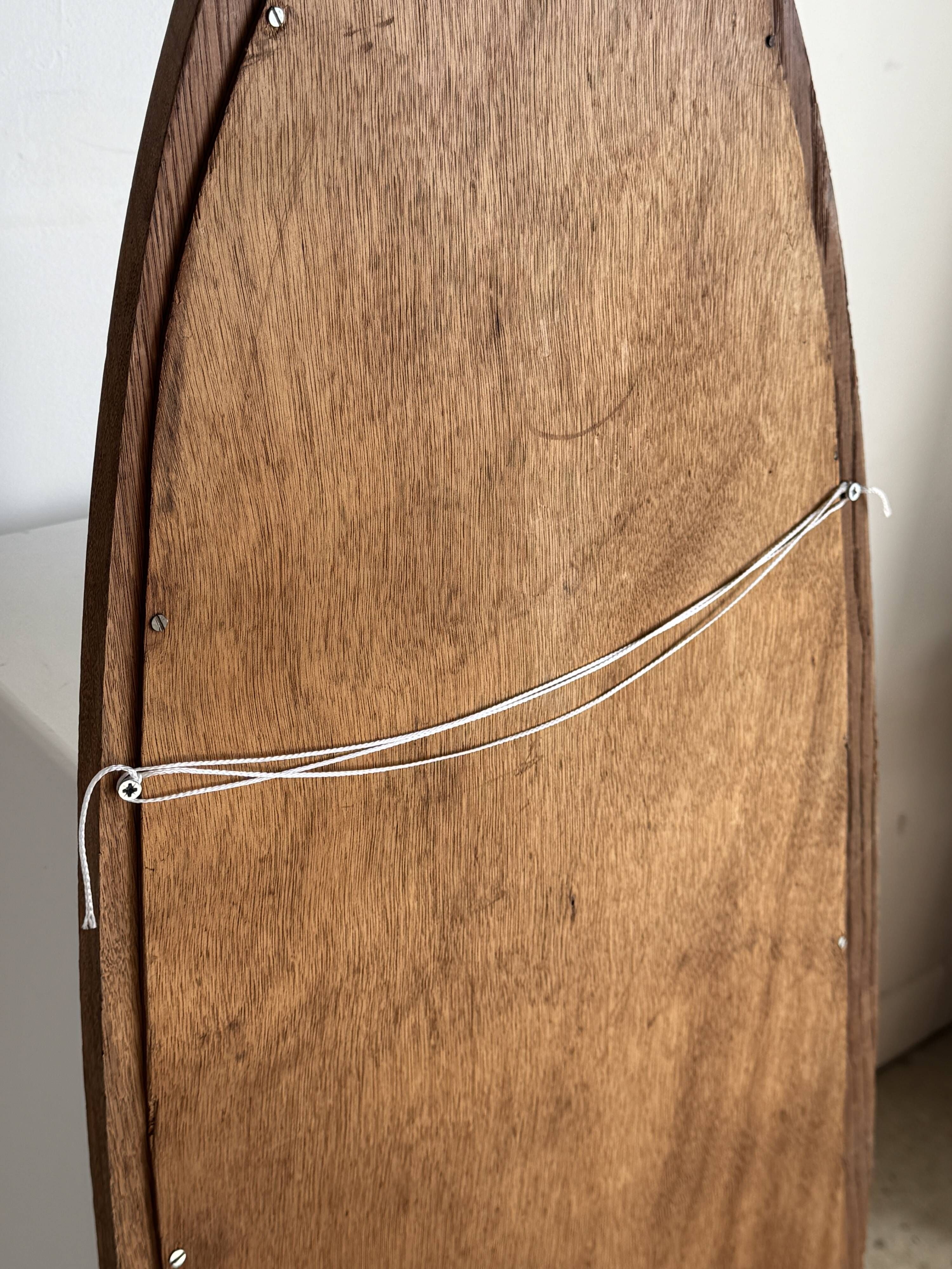Vintage oval mirror in oak with bevelled glass H120 W43 D2