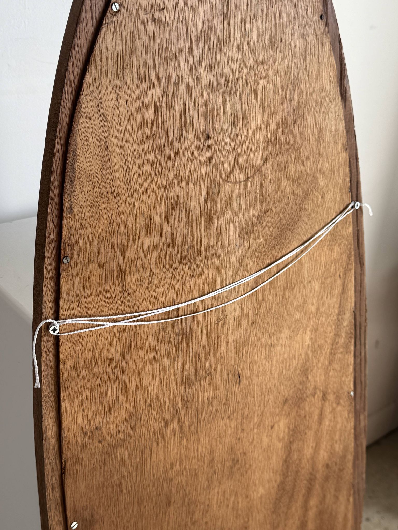 Miroir ovale vintage en chêne à glace biseautée H120 l43 P2