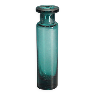 Vintage glass vase in petrol colour by Ichendorfer Glassworks circa 1960.