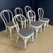 Set of 6 Thonet-type curved wooden bistro chairs