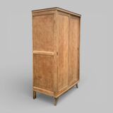Vintage wardrobe with compass legs in raw wood, sliding doors, 1960s