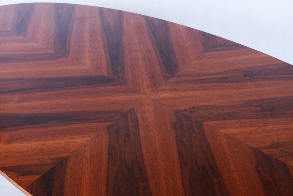 Functionalism Oval Table in Chrome and Walnut from Kovona, Czechia, 1960s