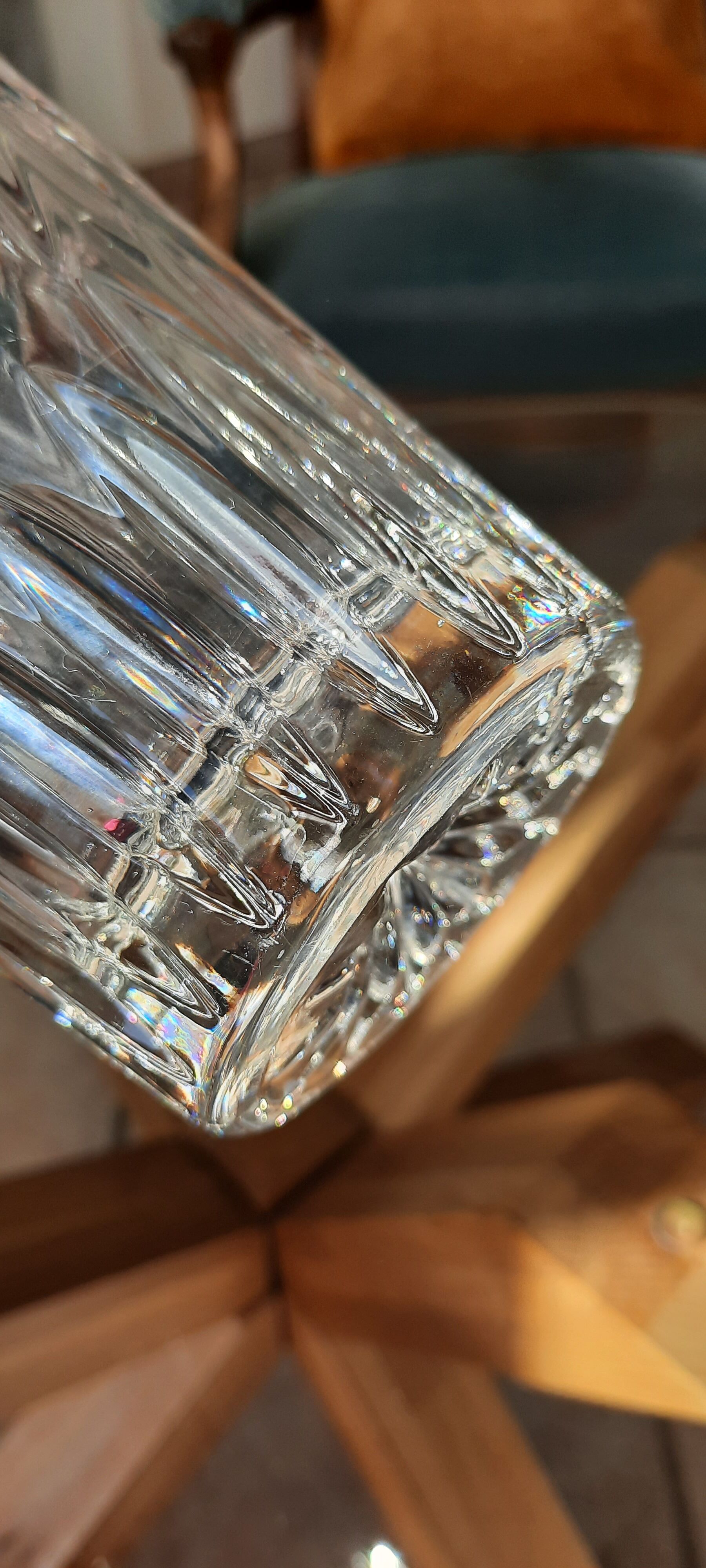 Vintage hand-cut Bohemian crystal vase