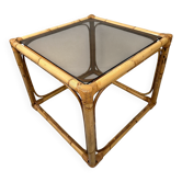 Vintage side table – bamboo and glass