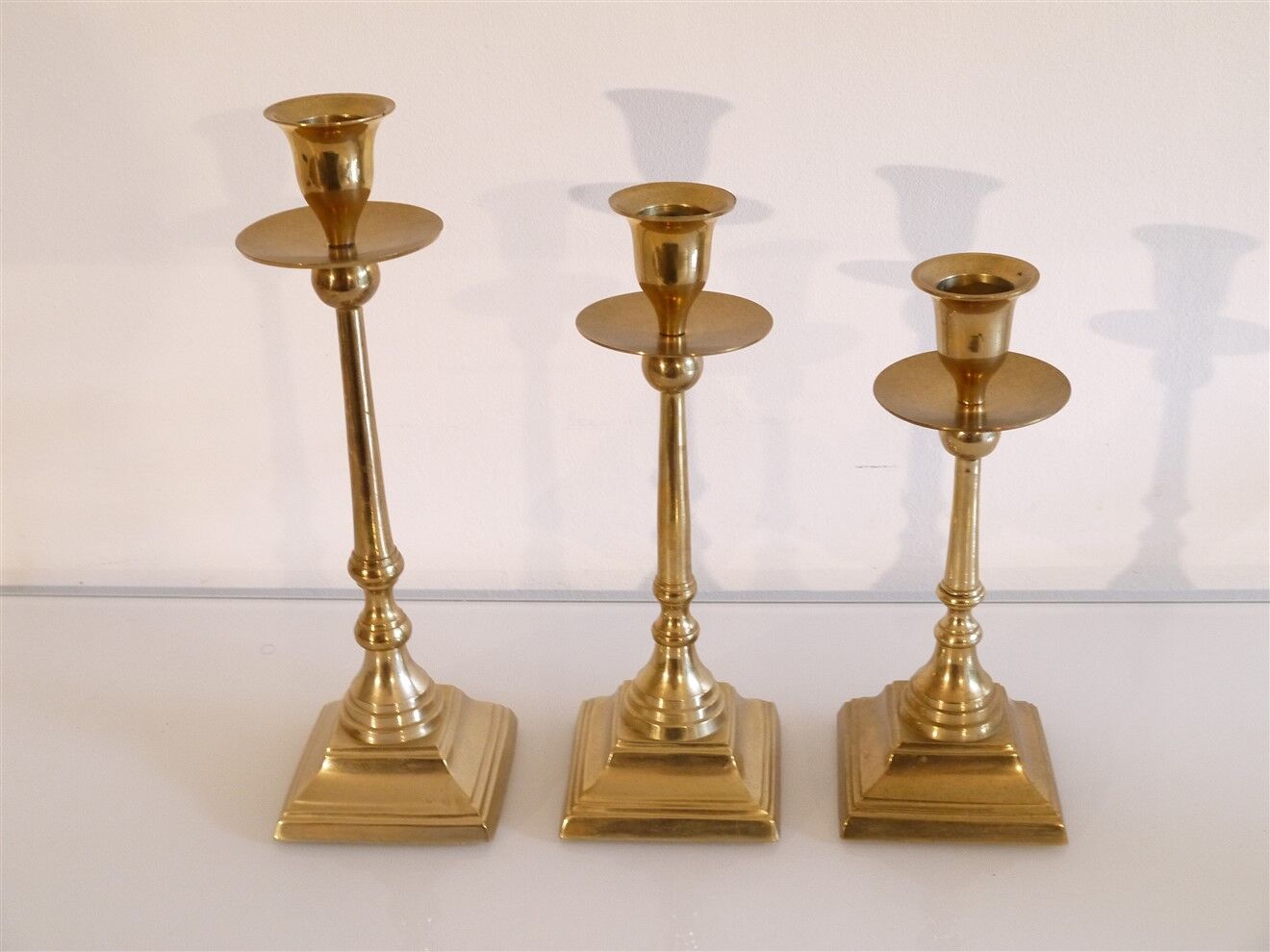 Set of vintage brass candle holders 1960