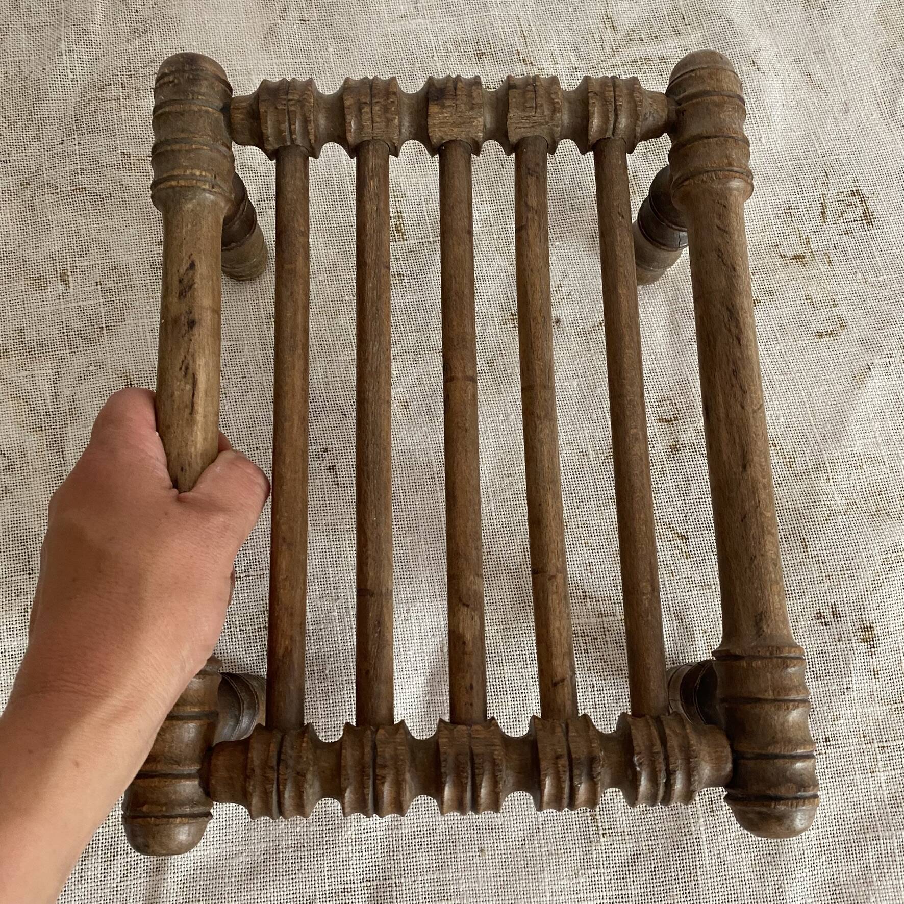 Old low turned wooden stool