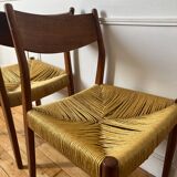 Pair of Scandinavian teak and rope chairs