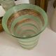 Vintage 1950s Art Deco vase in green granite glass with gold trim