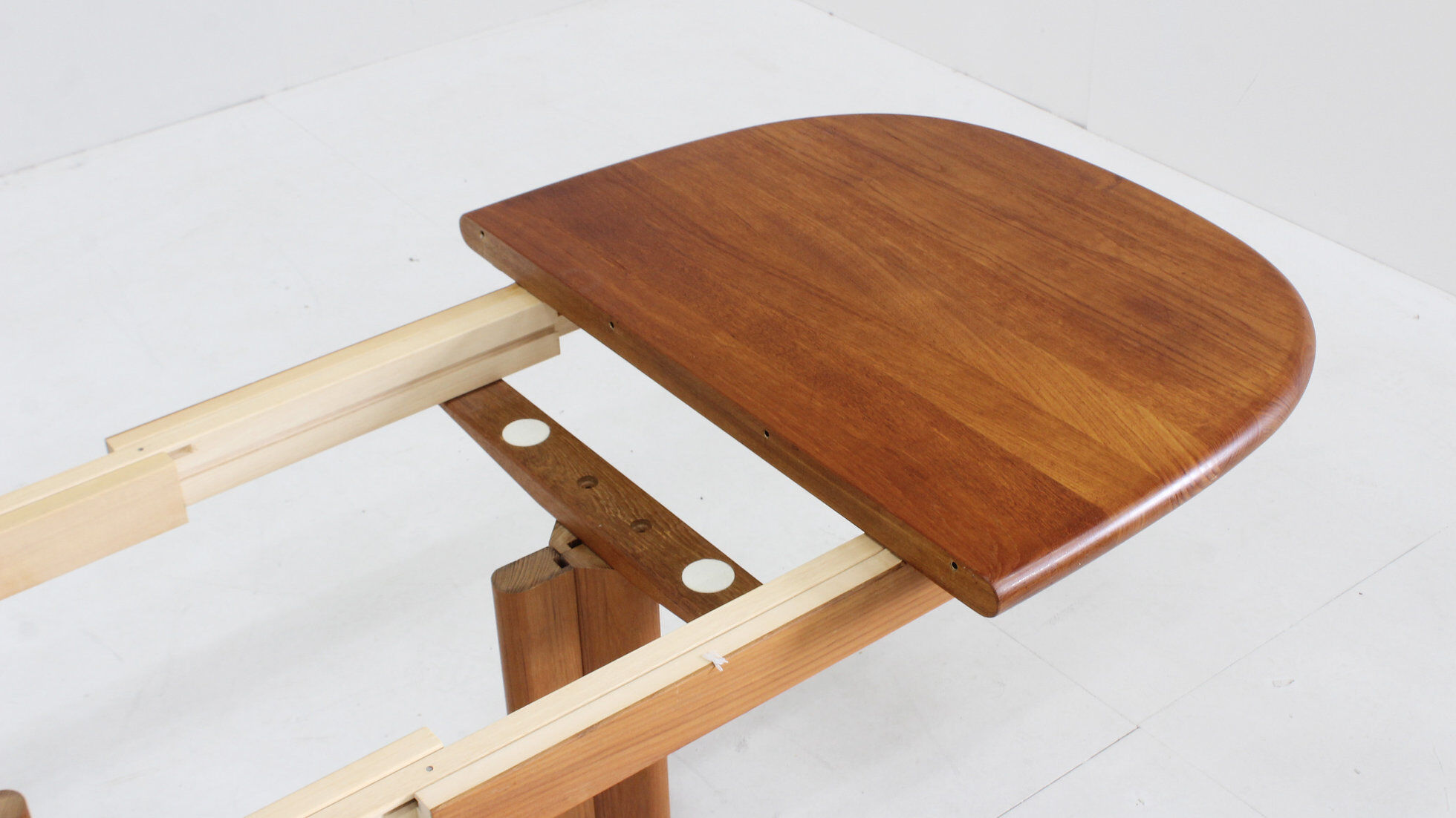 Vintage Danish oval extendable dining table solid teak