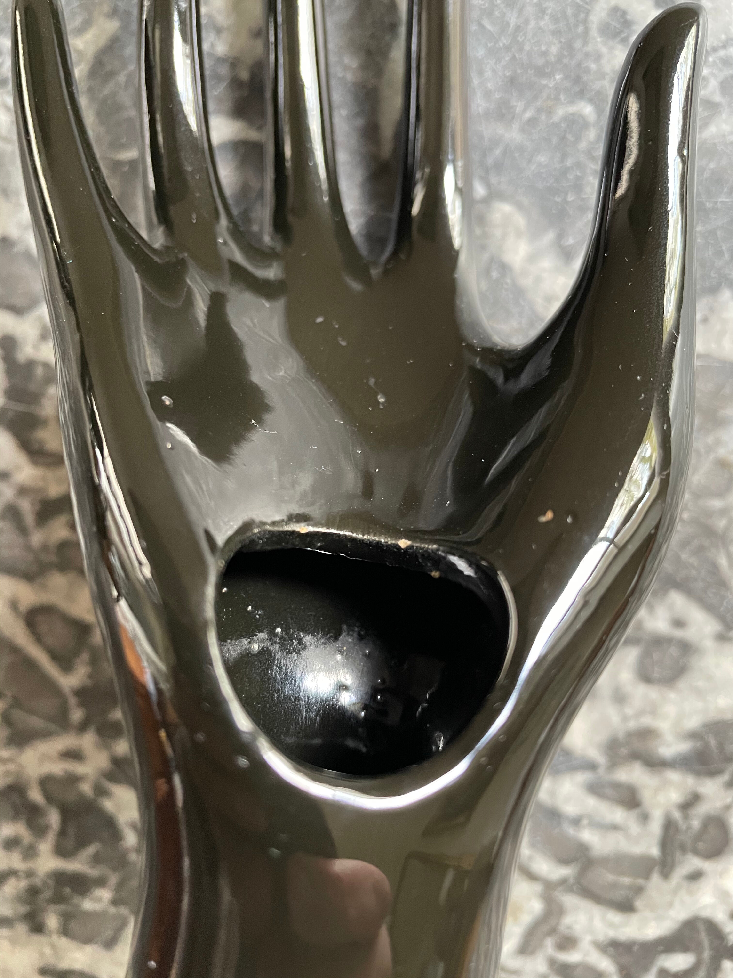 Black ceramic binge hand and cup 1970