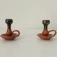 Vintage hand-held candlestick in glazed ceramic
