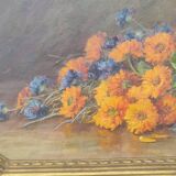 Still life bouquet of flowers, oil on wood by Lillie Honnorat