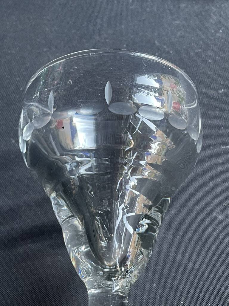 6 old blown and cut bistro glasses