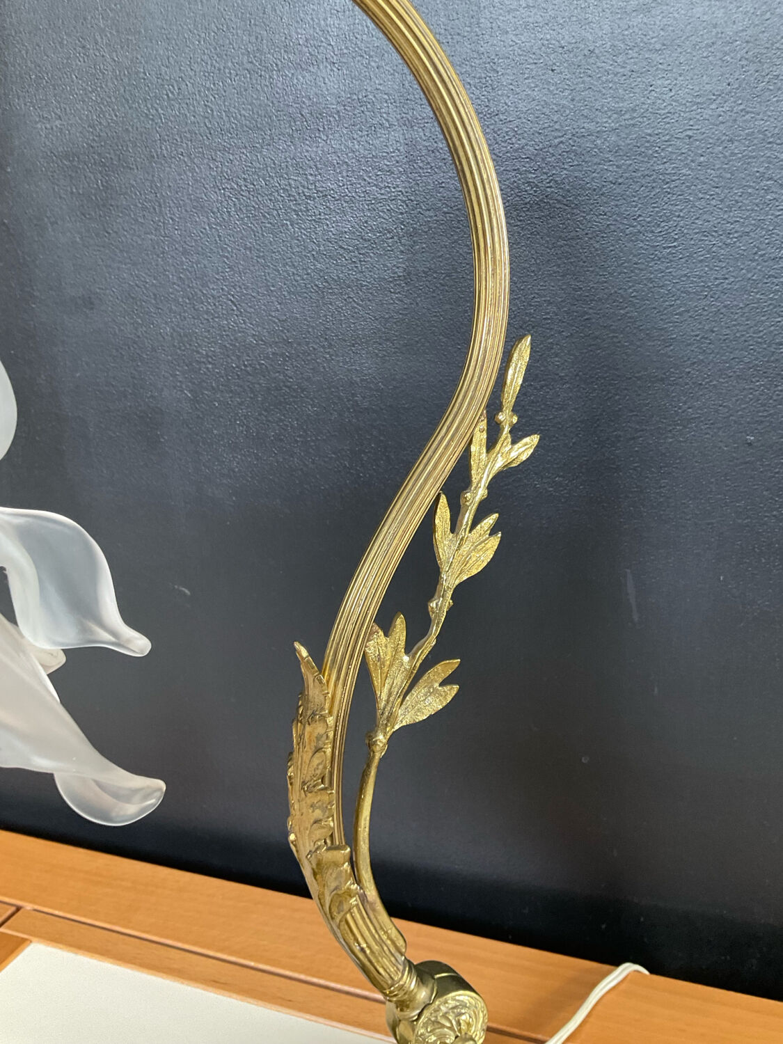Bronze and glass paste swan neck lamp from the 1960s.