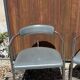 Pair of vintage chrome & grey faux leather armchairs – 1970s design