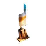 Murano glass lamp Italy 1970 foot root exotic wood