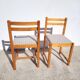 Pair of 80s chairs in pine and checked fabric