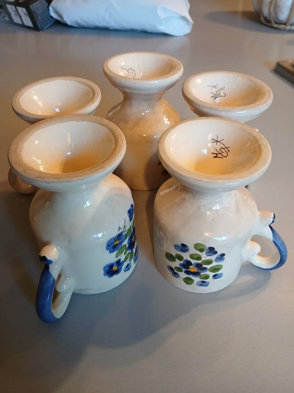 5 old ceramic mazagrans