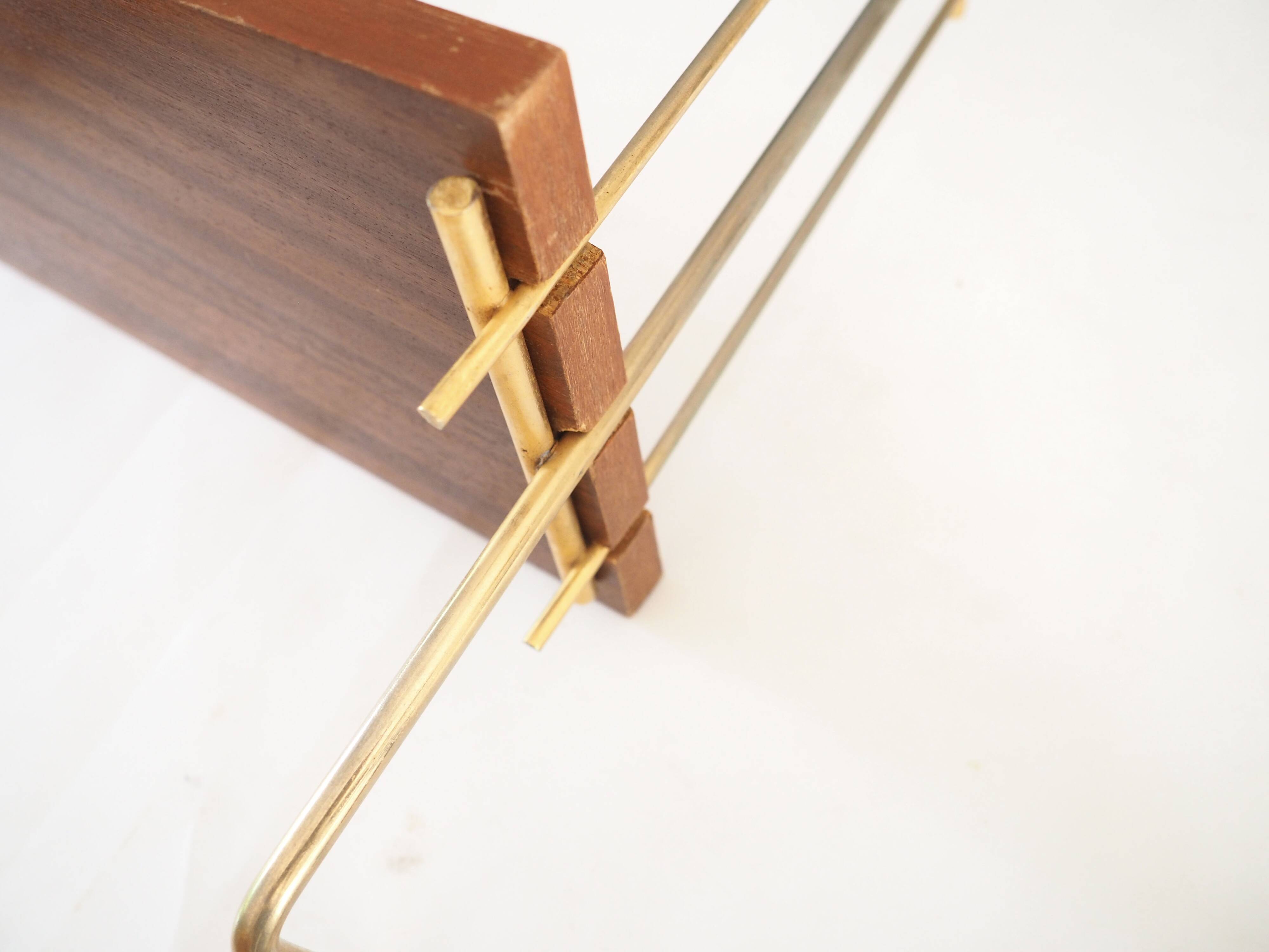 Wooden and brass shelves