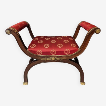 Empire curule shape stool in mahogany