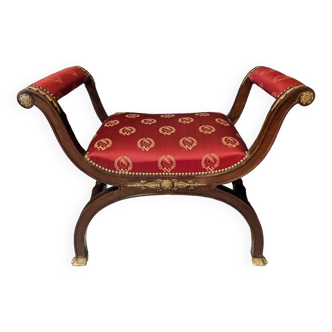 Empire curule shape stool in mahogany