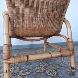 Rattan and bamboo armchair, 70s