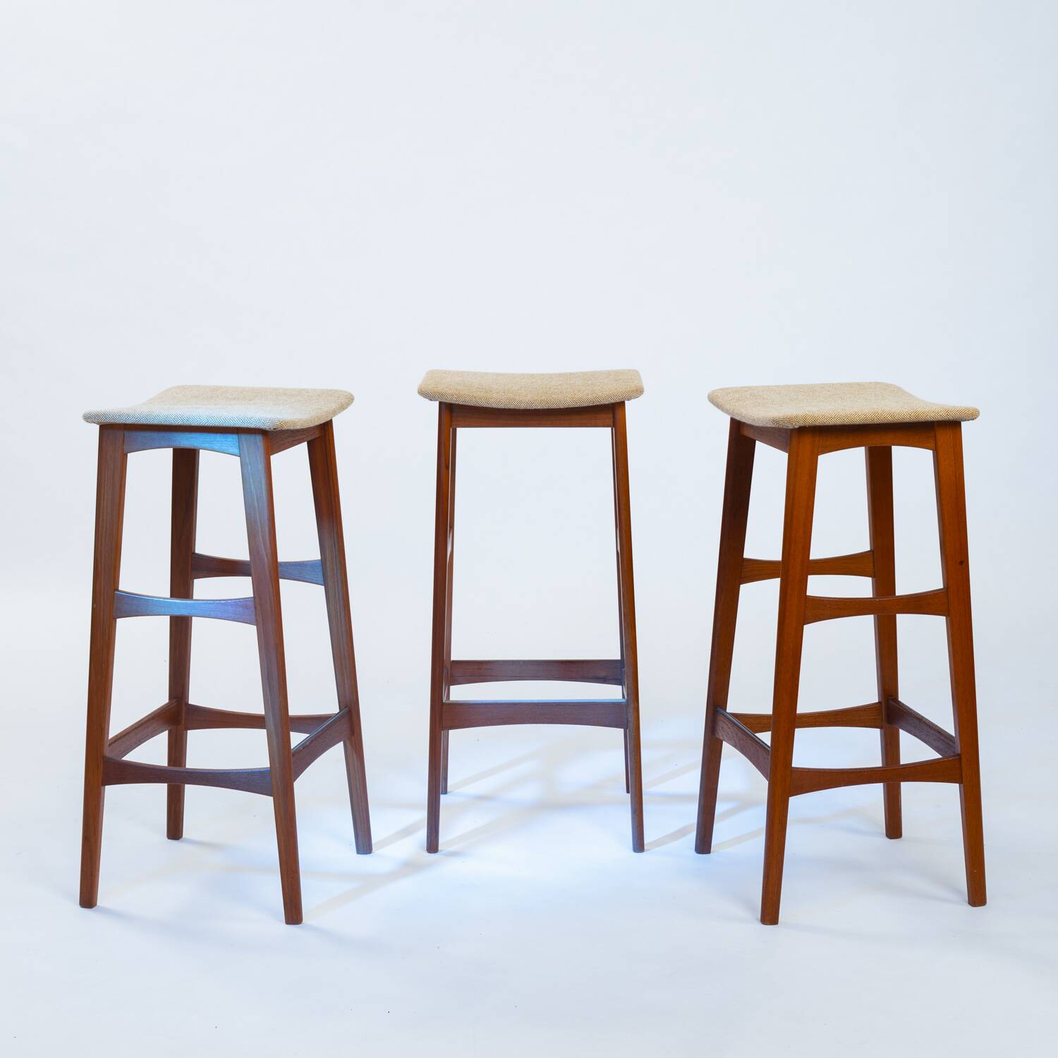 Eric Buch (Buck) Dyrlund teak bar stool, set of 3, Denmark 1960s