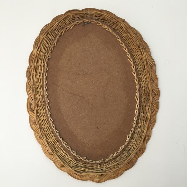 Miroir ovale vintage rotin osier