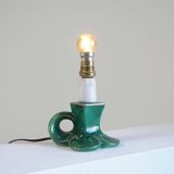 Vintage Green Ceramic French Lamp with Gold Accents