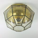 Etiqueté Mid-Century Glass Flushmount / Applique murale du Limbourg, Allemagne, années 1960