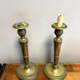 Pair of Empire period candlesticks in gilded bronze circa 1820
