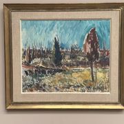 Huile sur toile originale suédoise – « Paysage » par Arvid Herbert