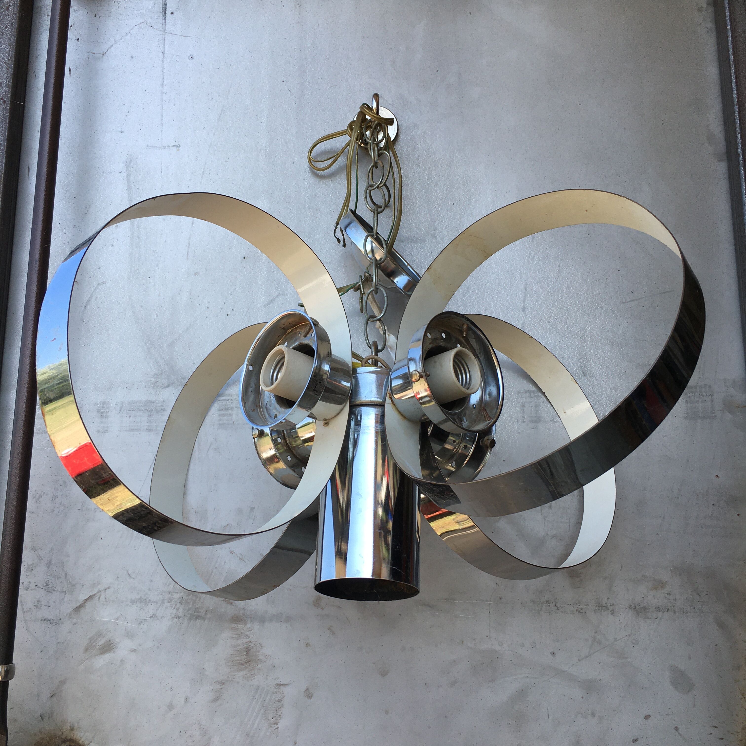 Space Age chrome hanging lamp 1970