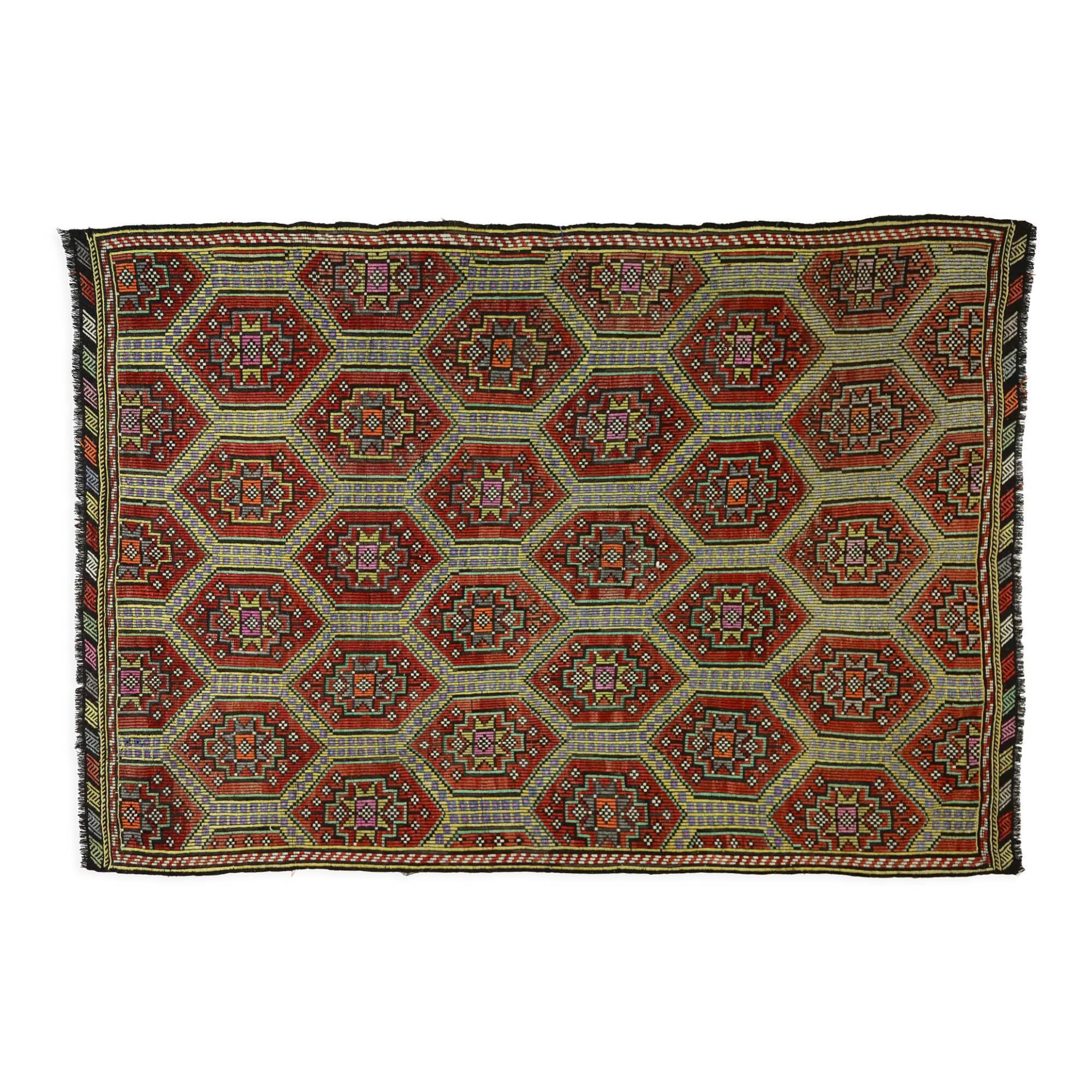 Anatolian handmade kilim rug 282 cm x 206 cm