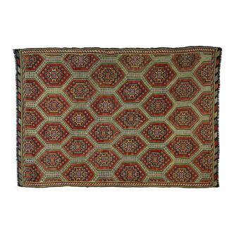 Anatolian handmade kilim rug 282 cm x 206 cm