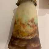 Pair of sconces, in bronze, with tulips in glass paste signed Muller Fréres Lunéville