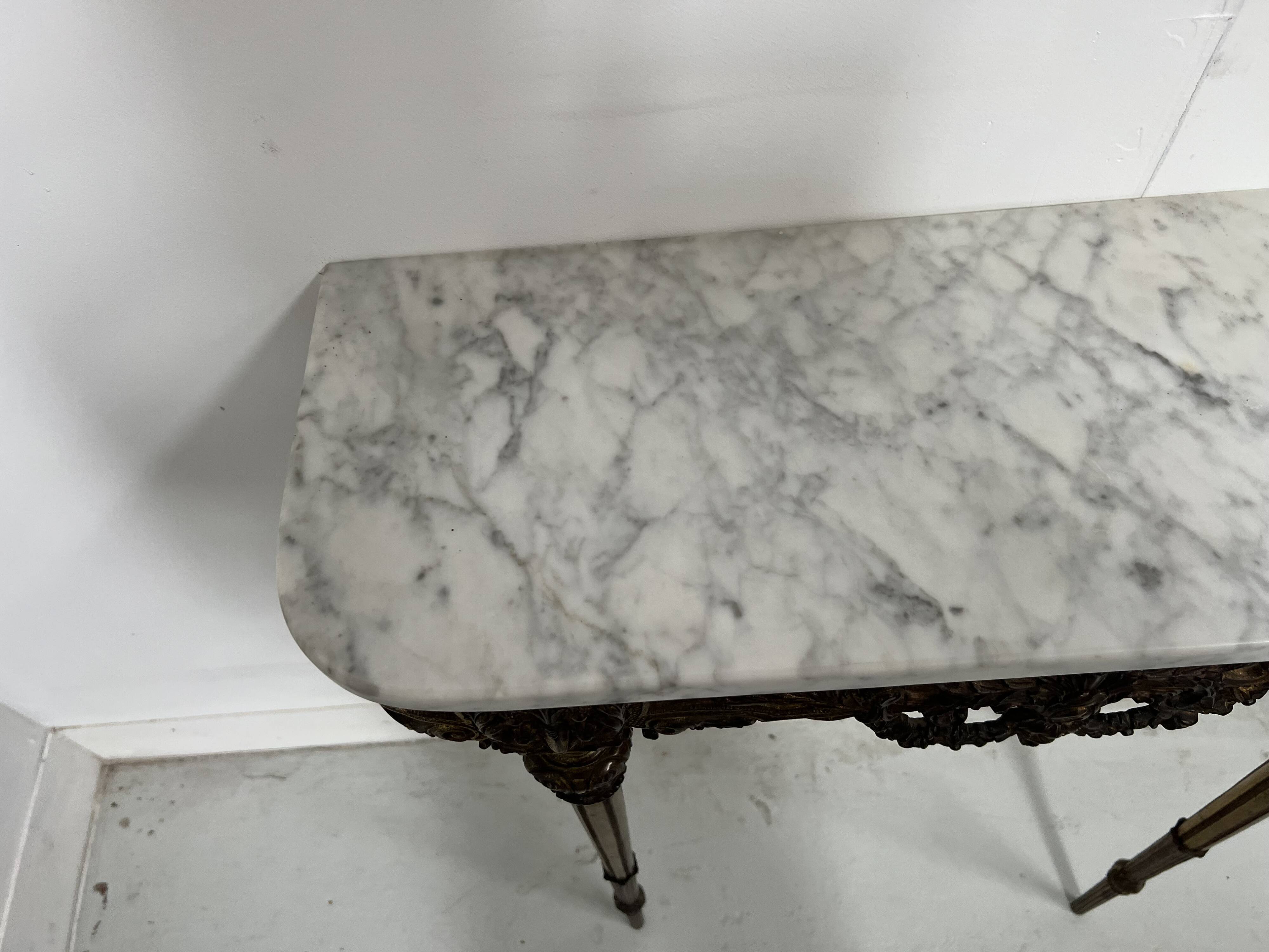 Louis XVI style console in gilded bronze, 20th century