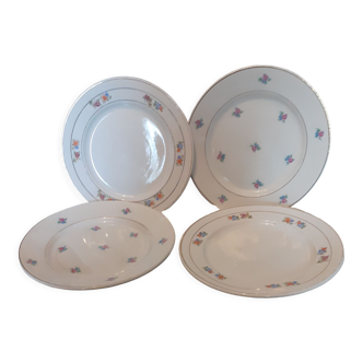 4 assiettes en porcelaine