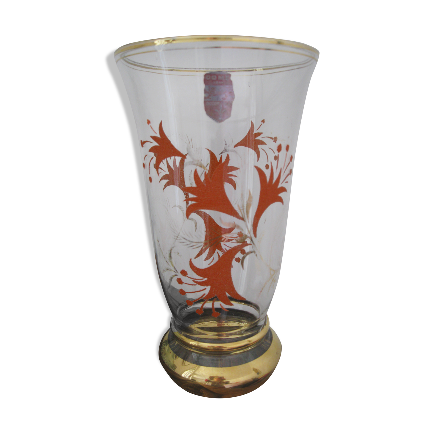 Antique crystal and orange granite vase