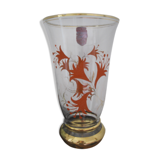Antique crystal and orange granite vase