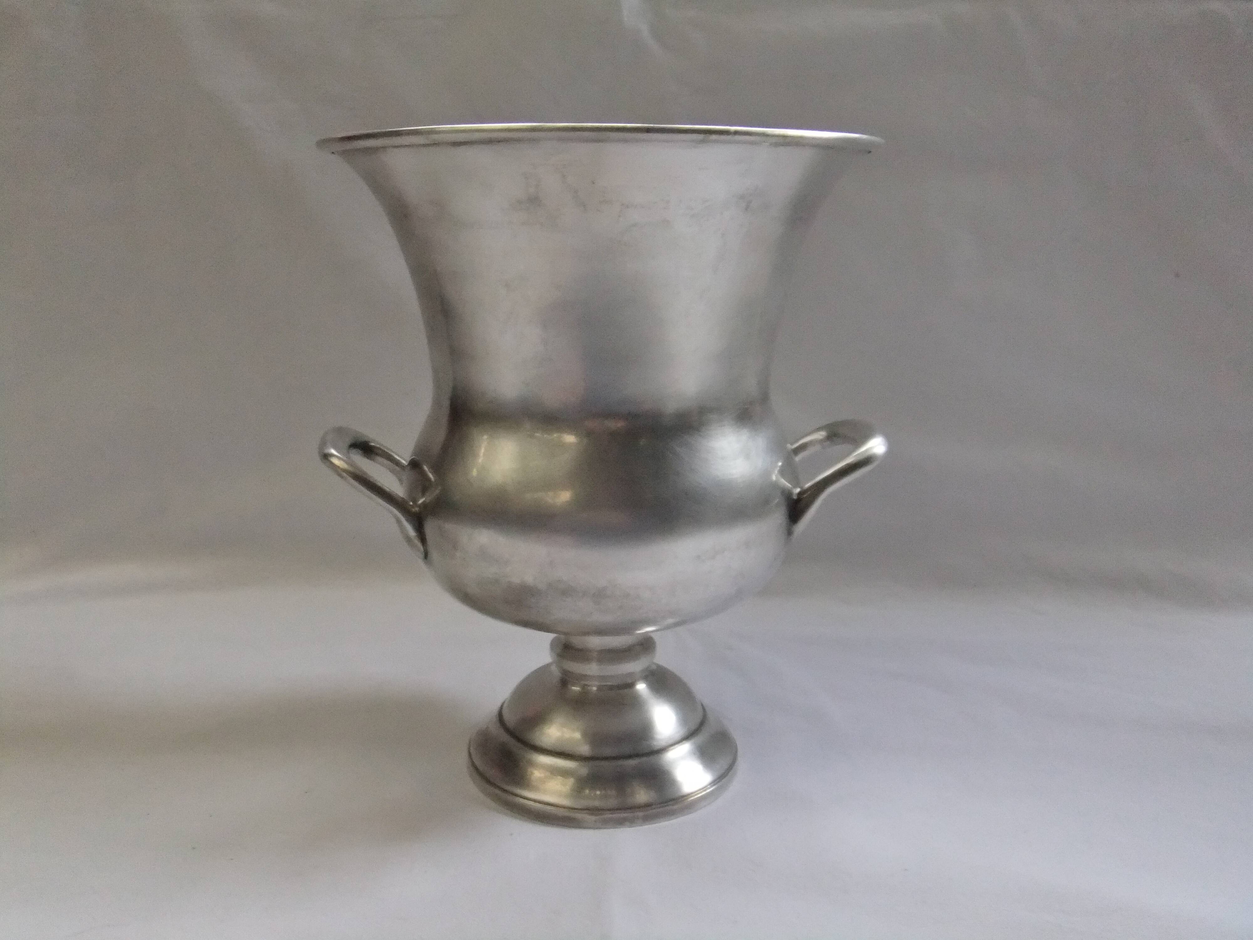 Old champagne bucket with vintage silver metal cooler Medici